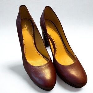 Coach Women's Rich Brown Leather Heels